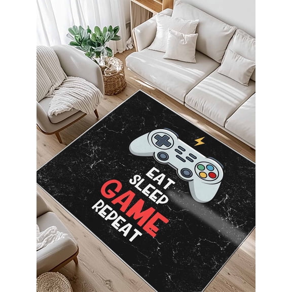 Eat Sleep Game Repeat Area Rug for Bedroom 2.7x5 Ft Cartoon Game Consoles Retro Super Soft fuzzy Throw Rug Non-Slip Fluffy Plush Indoor Floor Carpet for Living Room Nursery Home Decor