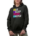 thumbnail image 1 of Eat, Sleep, Game, Repeat, Black Hooded Sweatshirt or Hoodie, 3XL, 1 of 5