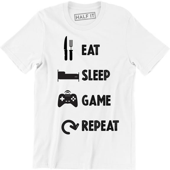 Eat Sleep Game Repeat Gamer Funny Routine Slogan Gaming Men's T-Shirt
