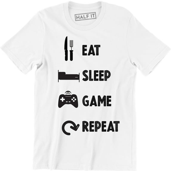 Eat Sleep Game Repeat Gamer Funny Routine Slogan Gaming Men's T-Shirt