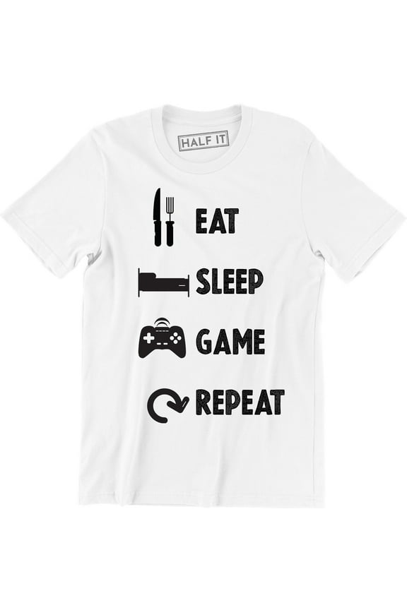 Eat Sleep Game Repeat Gamer Funny Routine Slogan Gaming Men's T-Shirt
