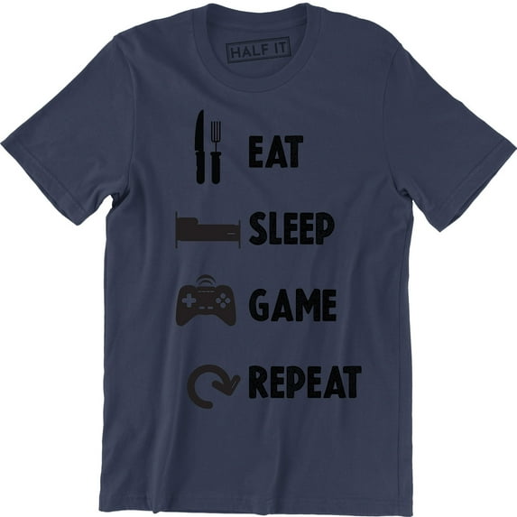 Eat Sleep Game Repeat Gamer Funny Routine Slogan Gaming Men's T-Shirt