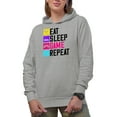 thumbnail image 1 of Eat Sleep Game Repeat, Gamer, Heather Grey Hooded Sweatshirt or Hoodie, 2XL, 1 of 5