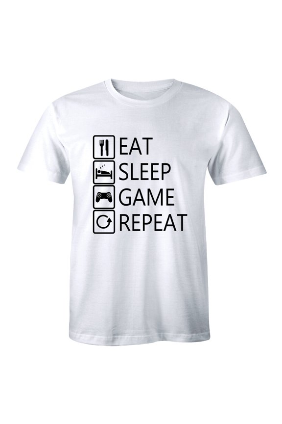 Eat Sleep Game Repeat Gamer Shirt Men T-Shirt Tee Nerd Geek Games All Size S-5XL