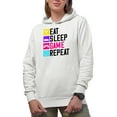 thumbnail image 1 of Eat Sleep Game Repeat, Gamer, White Hooded Sweatshirt or Hoodie, Small, 1 of 5