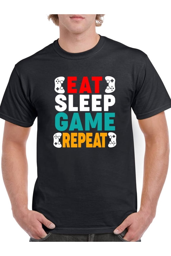 Eat, Sleep, Game, Repeat Men T-Shirt, Male XX-Large