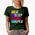 thumbnail image 1 of Eat, Sleep, Game, Repeat, Military Green T-Shirt, 2XL, 1 of 5