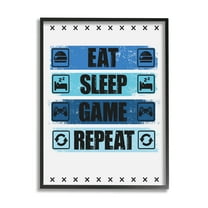 Eat Sleep Game Repeat Phrase Art for Kids Graphic Art Black Framed Art Print Wall Art