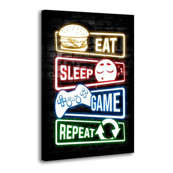 Eat Sleep Game Repeat Picture Print Wall Art Poster Painting Canvas Posters Artworks Gift Room Aesthetic 16x24inch(40x60cm)
