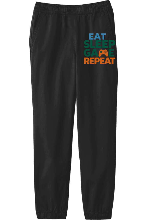 Eat Sleep Game Repeat Youth Black Jogger Pants-Medium