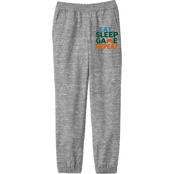 Eat Sleep Game Repeat Youth Heather Gray Jogger Pants-Medium