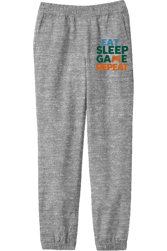 Eat Sleep Game Repeat Youth Heather Gray Jogger Pants-Small