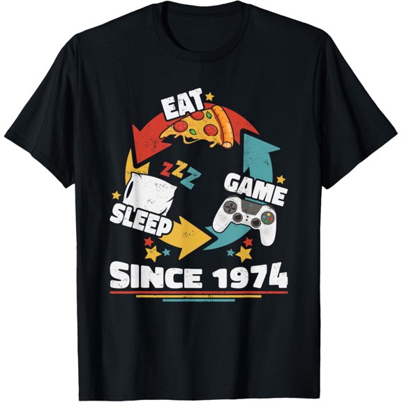 Eat Sleep Game Since 1974 50th Birthday Men Women Gamer T-Shirt