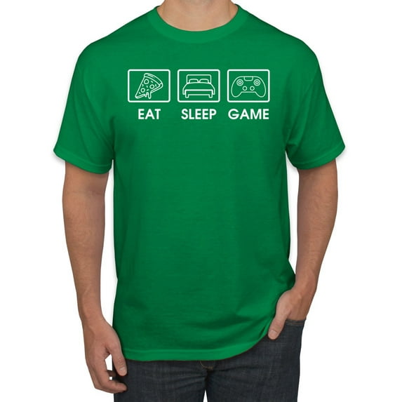 Eat Sleep Game Video Gamer Gift Fan Pop Culture Men's Graphic T-Shirt, Kelly, 4XL