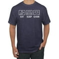 thumbnail image 1 of Eat Sleep Game Video Gamer Gift Fan Pop Culture Men's Graphic T-Shirt, Vintage Heather Navy, 4XL, 1 of 3
