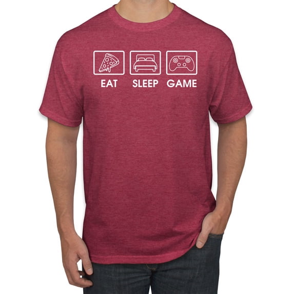 Eat Sleep Game Video Gamer Gift Fan Pop Culture Men's Graphic T-Shirt, Vintage Heather Red, 3XL