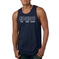 thumbnail image 1 of Eat Sleep Game Video Gamer Gift Fan Pop Culture Mens Graphic Tank Top, Navy, Large, 1 of 3