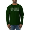 thumbnail image 1 of Eat Sleep Game Video Gamer Gift Fan Pop Culture Mens Long Sleeve Shirt, Forest Green, Small, 1 of 3