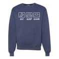 thumbnail image 1 of Eat Sleep Game Video Gamer Gift Fan Pop Culture Unisex Crewneck Graphic Sweatshirt, Vintage Heather Navy, 3XL, 1 of 3