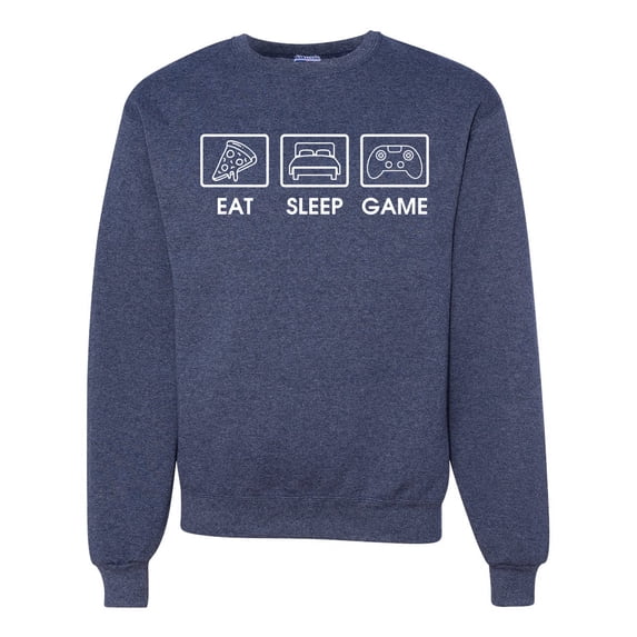Eat Sleep Game Video Gamer Gift Fan Pop Culture Unisex Crewneck Graphic Sweatshirt, Vintage Heather Navy, 3XL