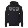 thumbnail image 1 of Eat Sleep Game Video Gamer Gift Fan Pop Culture Unisex Graphic Hoodie Sweatshirt, Black, Small, 1 of 3