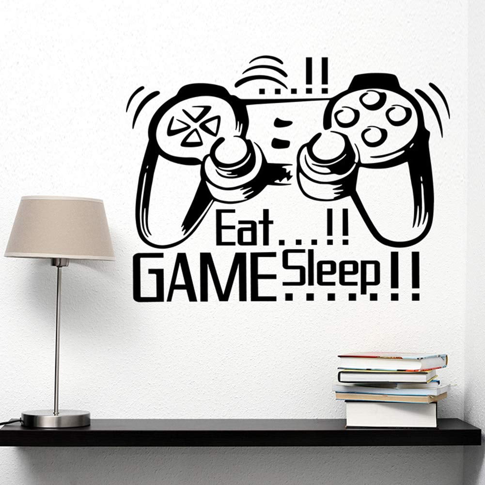 Eat Sleep Game Wall Stickers, Video Gamer Boy Wall Sticker, Game Wall  Decals for Net Bar Living Rooms Bedroom Removable Kids and Boys Decoration  - Walmart.com