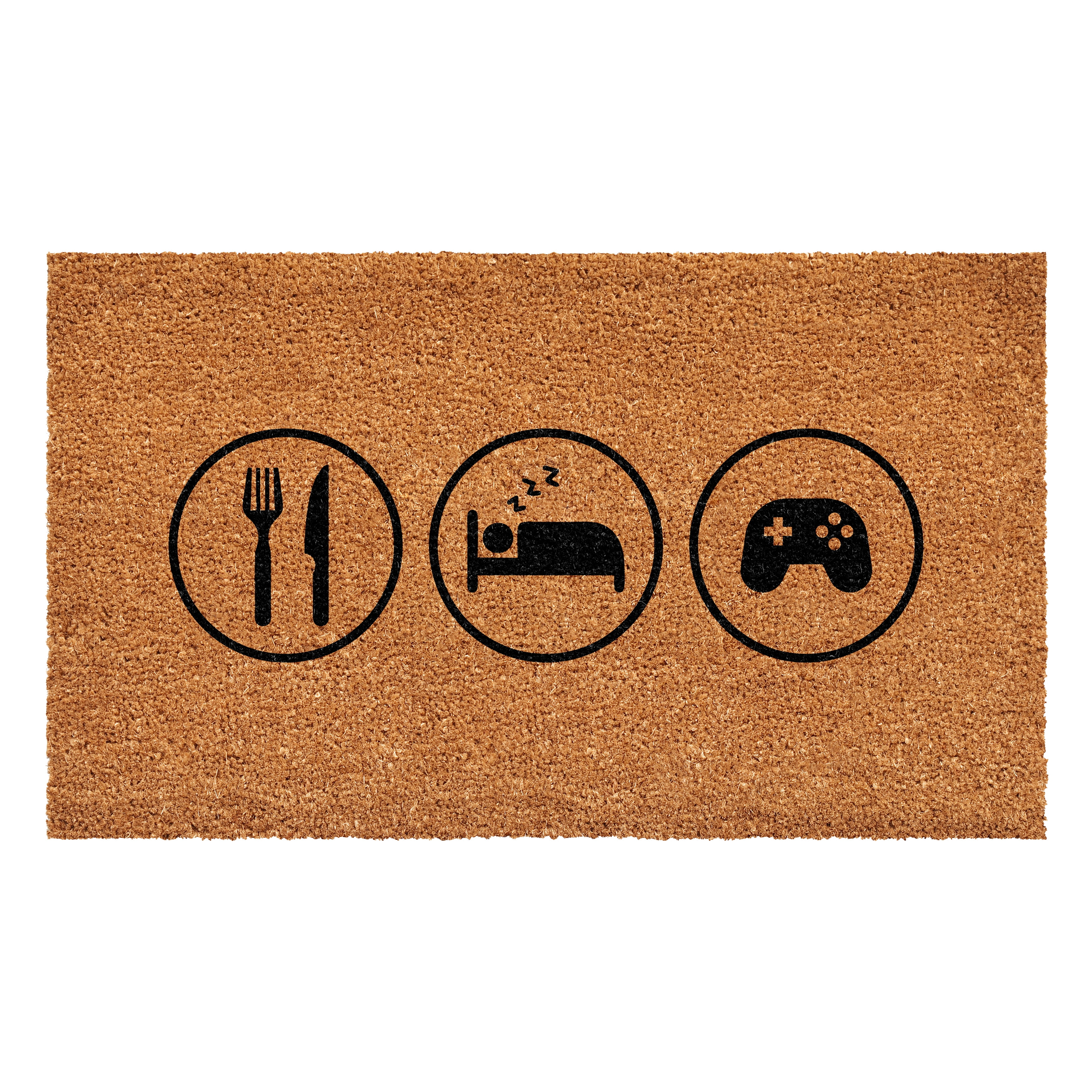 Calloway Mills 109871729 17 x 29 in. Eat Sleep Games Rectangular Doormat, Natural & Black