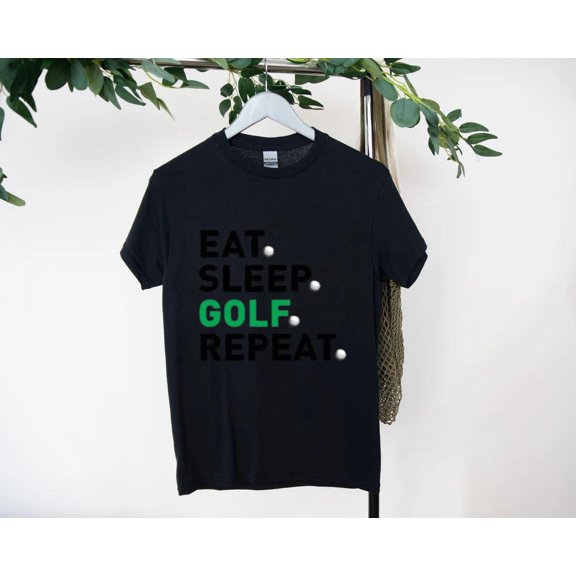 Eat Sleep Golf Repeat Funny Weekend Swing T-Shirt, for men & women, up to size 5XL