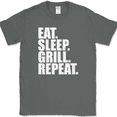 thumbnail image 1 of Eat Sleep Grill Repeat T-Shirt Funny Hobby BBQ 4TH of July Holiday Gift Tee - Charcoal, S, 1 of 1