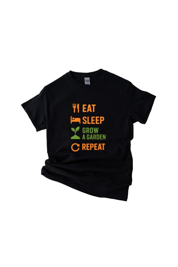 Eat Sleep Grow A Garden Repeat Funny Gardener Plant Lover Unisex T-Shirt, up to size 5XL