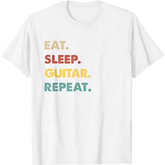 Eat Sleep Guitar Repeat Funny Guitar Lover white T-Shirt
