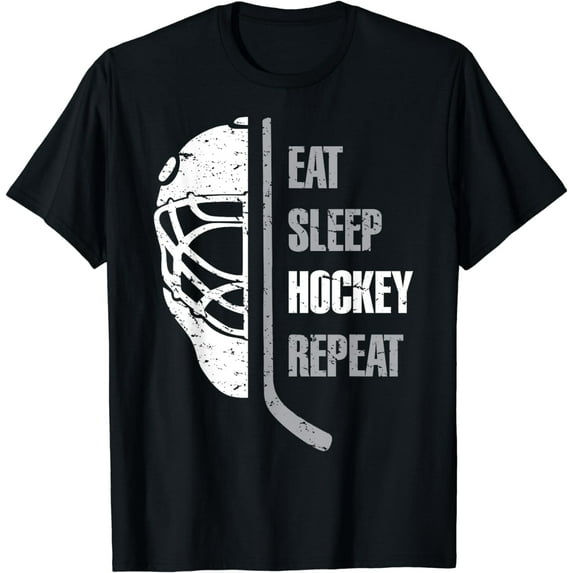 Eat Sleep Hockey Repeat Christmas For Teen Adult Hockey T-Shirt