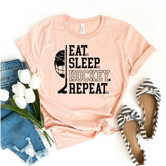 Eat Sleep Hockey Repeat T-shirt Game Day Shirt Tee Birthday Top Player Gift Season Shirts Novelty Women Funny For Ice Life