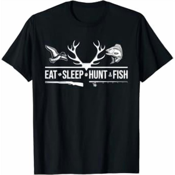 Eat Sleep Hunt Fish Hunting Fishing Graphic T-Shirt