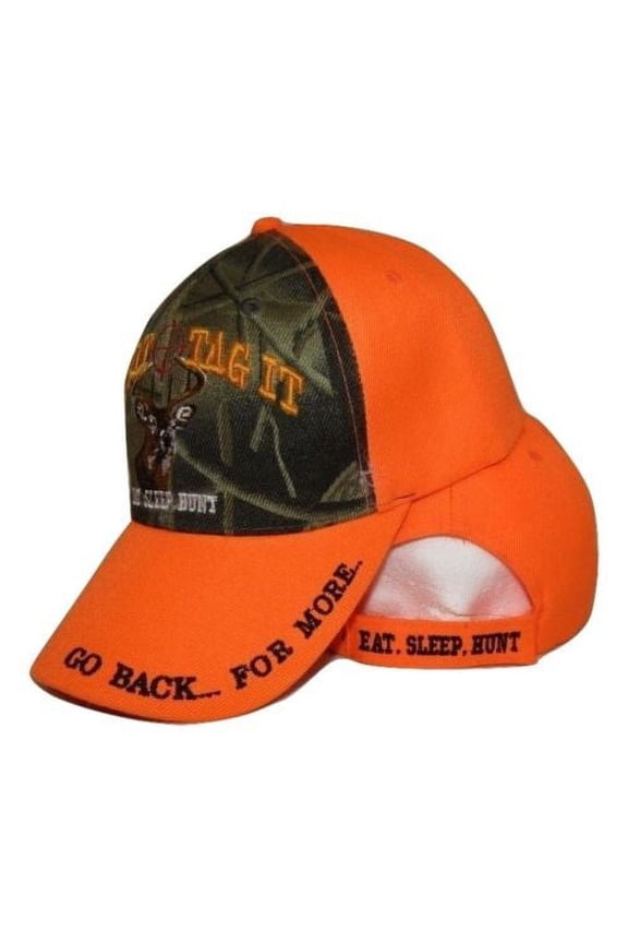 Hunting Bag It Tag It Camo & Orange Embroidered Cap Hat CAP895