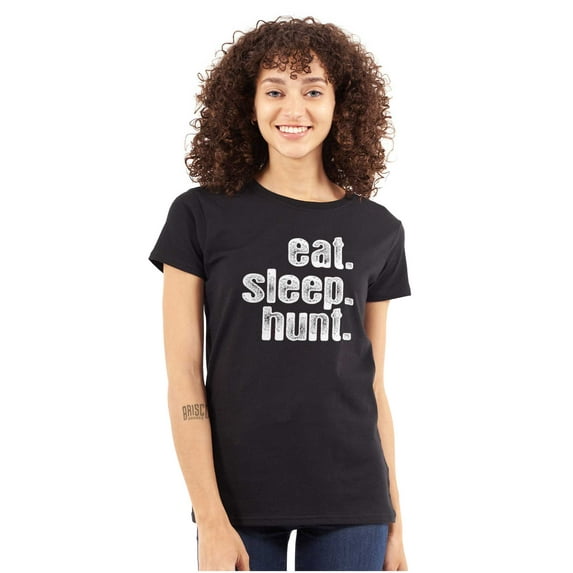 Eat Sleep Hunt Sport Hunting Season Womens Fitted Plus Size Graphic Tee Brisco Brands 2X