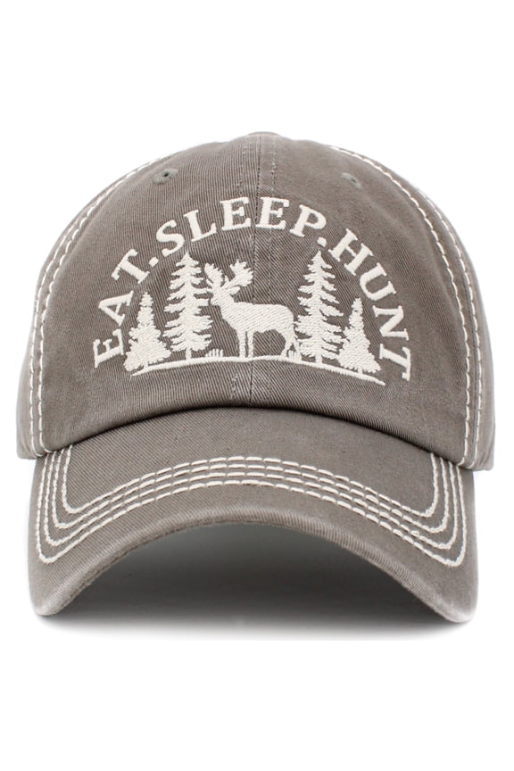 Eat Sleep Hunt Vintage Distressed Washed Baseball Cap Hat Unisex Outdoors Hunting