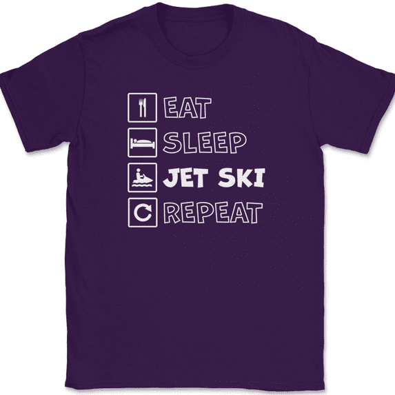Eat Sleep Jet Ski Repeat T-Shirt Funny Humor Novelty Tee - Purple, 2XL