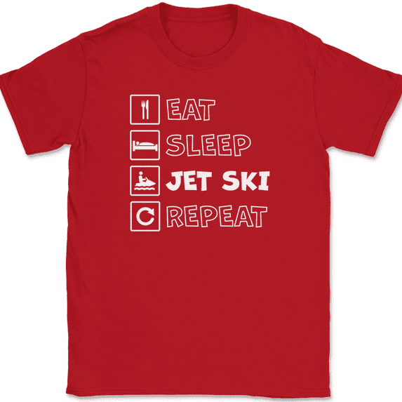 Eat Sleep Jet Ski Repeat T-Shirt Funny Humor Novelty Tee - Red, 4XL
