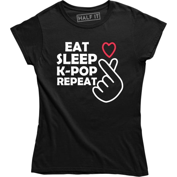 Eat Sleep K-pop Repeat - Boys Women's Love Symbol Kdrama T-Shirt