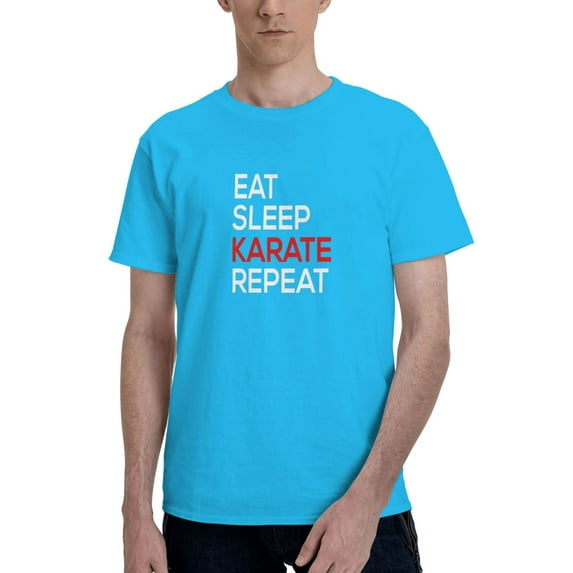 Eat Sleep Karate Repeat Men'S Basic Short Sleeve T-Shirt Spider Baby Blue Xx-Large