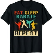 Eat Sleep Karate Repeat Retro Design Martial Arts Training T-Shirt