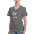thumbnail image 1 of Eat Sleep Karate Repeat Women'S V Neck T Shirts Deep Heather Large, 1 of 5
