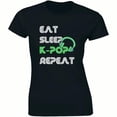 thumbnail image 1 of Eat Sleep Kpop Repeat Korean Printed Top Fashion K drama Women's T-Shirt, 1 of 4