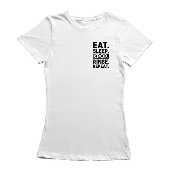 Eat. Sleep. Kpop. Rinse. Repeat. Graphic Women White T-Shirt, Female Small