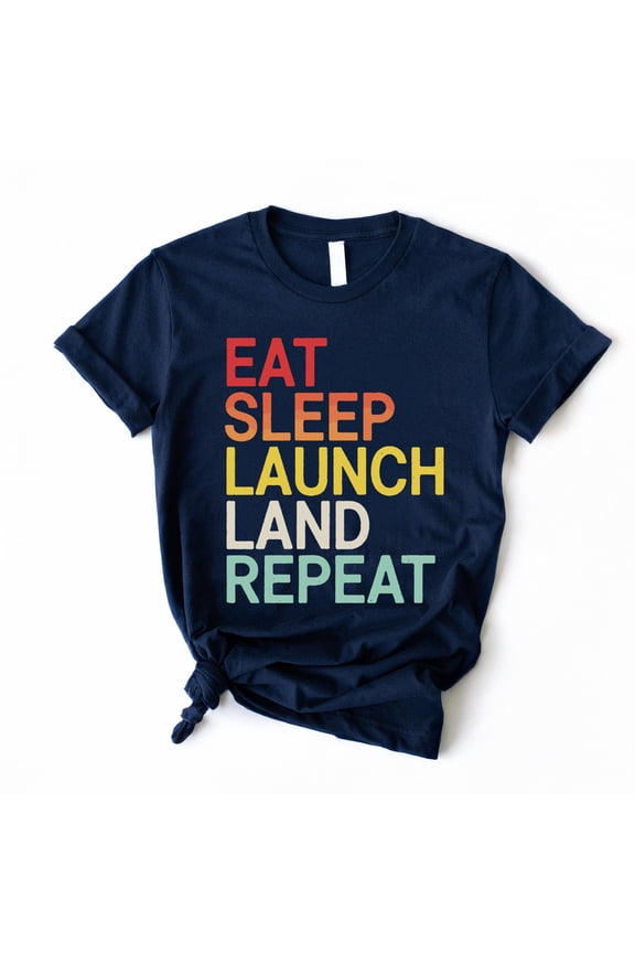 Eat Sleep Launch Land Repeat Design Heavy Cotton T-Shirt