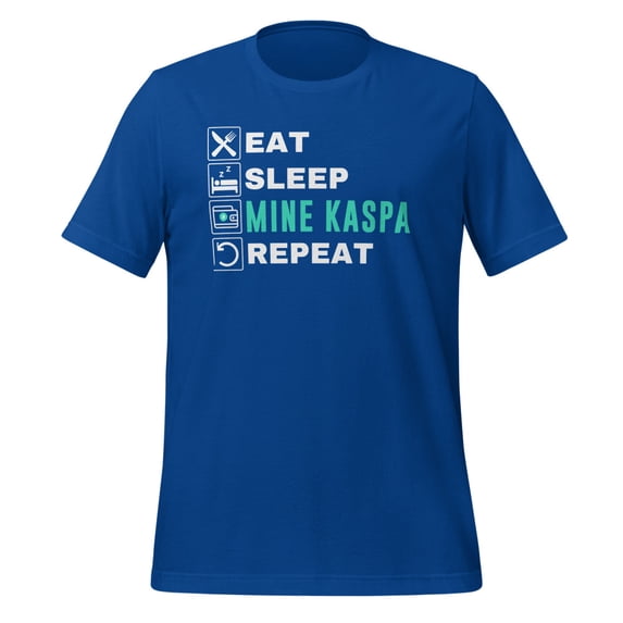 Eat Sleep Mine Shirt, Unisex, Kaspa Crypto Shirt, Kaspa Mining Shirt, Kaspa Crypto Miner Shirt, Kaspa Miner Shirt, Kaspa Merch (True Royal, L)