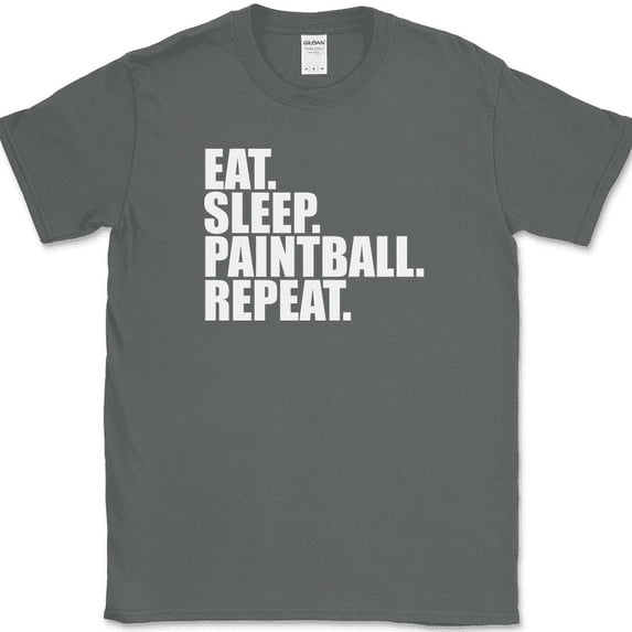 Eat Sleep Paintball Repeat T-Shirt Funny Sports Hobby Humor Gift Tee - Charcoal, XL