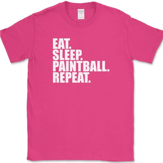 Eat Sleep Paintball Repeat T-Shirt Funny Sports Hobby Humor Gift Tee - Pink, XL