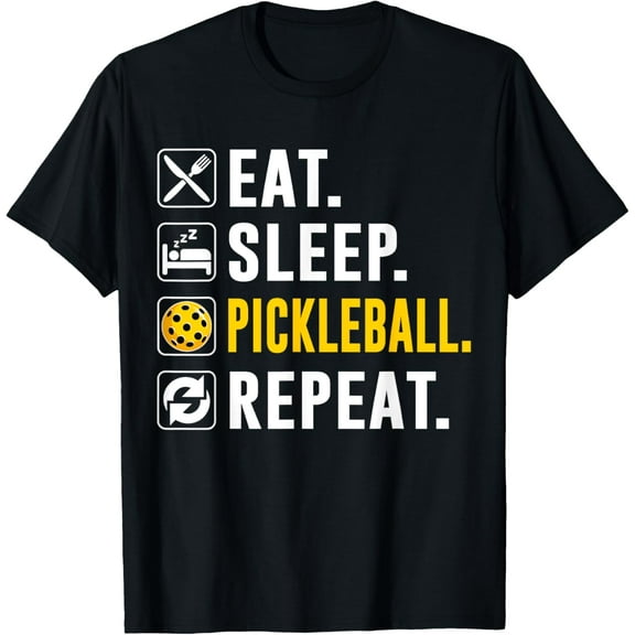 Eat Sleep Pickleball Repeat Funny Pickleball Player T-Shirt Tops Tee
